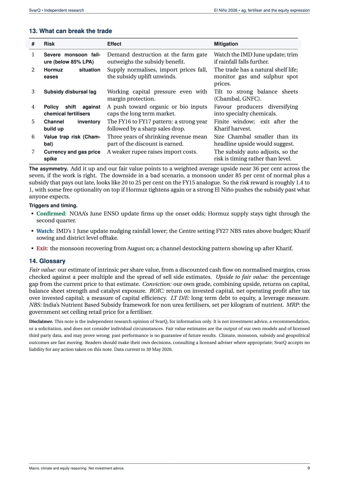 Page 9 of El Niño 2026: the agriculture and fertiliser thesis, and the trade that survives it